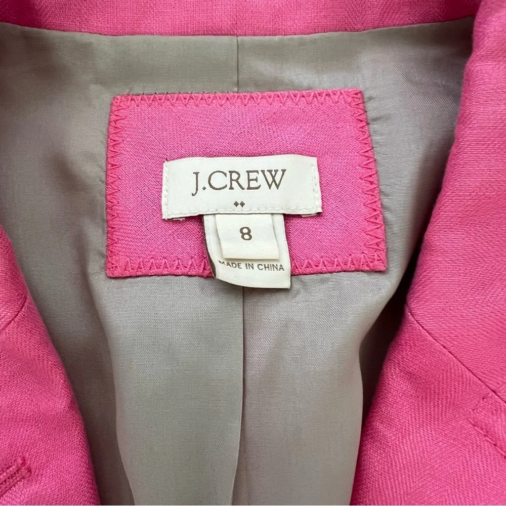 J. Crew Bright Pink Ruched-Sleeve Blazer